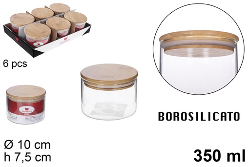 [115131] Bote borosilicato tapa bambú 350 ml