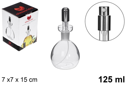 [115256] Aceitera cristal redonda con tapón pulverizador 125 ml