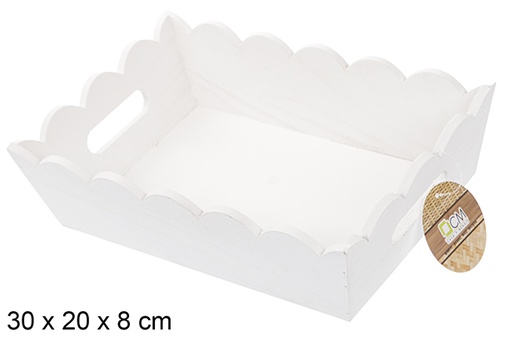 [115333] Caja madera ondulada rectangular blanca 30x20 cm