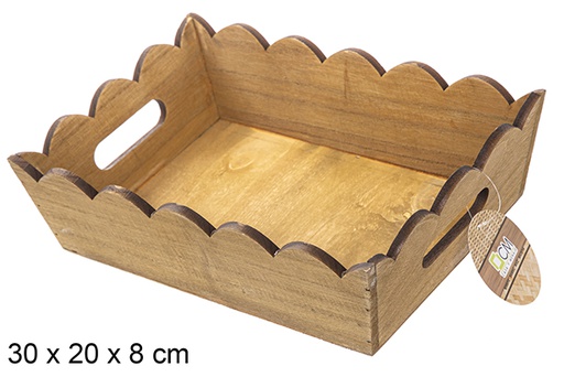 [115334] Caja madera ondulada rectangular caoba 30x20 cm