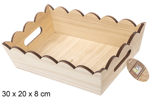 [115335] Caja madera ondulada rectangular natural 30x20 cm