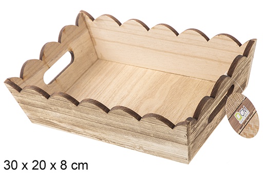[115336] Boîte vintage rectangulaire en bois ondulé 30x20 cm