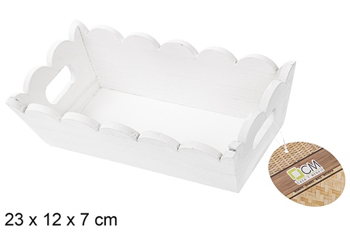 [115343] Boîte rectangulaire en bois ondulé blanc 23x12 cm