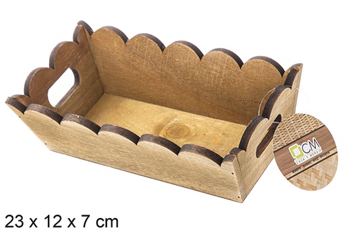 [115344] Caja madera ondulada rectangular caoba 23x12 cm