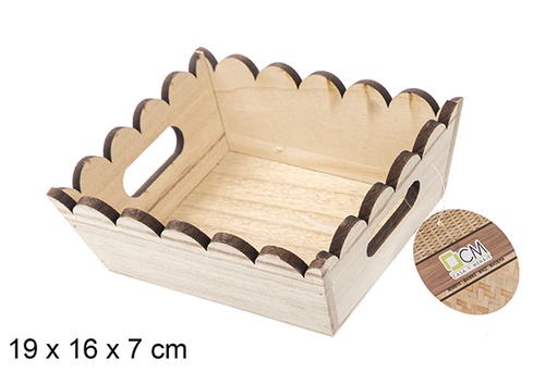 [115349] Caja madera ondulada rectangular natural 19x16 cm