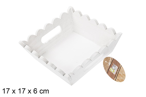 [115351] Caja madera ondulada cuadrada blanca 17 cm