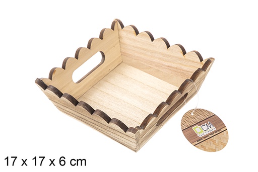 [115354] Vintage square corrugated wooden box 17 cm