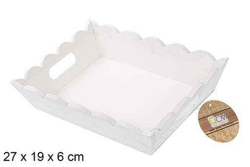 [115359] White rectangular corrugated wooden box 27x19 cm