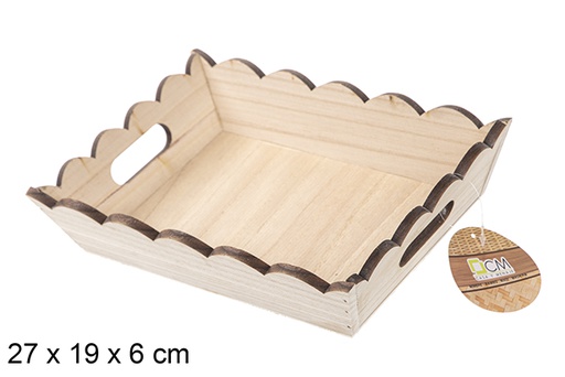 [115361] Natural rectangular wavy wooden box 27x19 cm