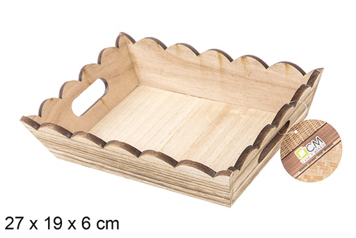 [115362] Vintage rectangular corrugated wooden box 27x19 cm