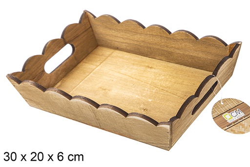 [115364] Caja madera ondulada rectangular caoba 30x20 cm