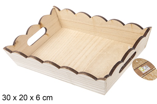 [115365] Caja madera ondulada rectangular natural 30x20 cm