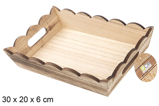 [115366] Vintage rectangular corrugated wooden box 30x20 cm