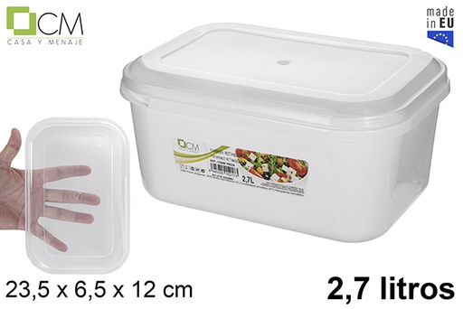 [115467] Contenitore per alimenti rettangolare bianco con coperchio trasparente 2,7 l.