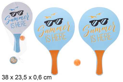 [115501] Rectangular beach racket set decorated Summer