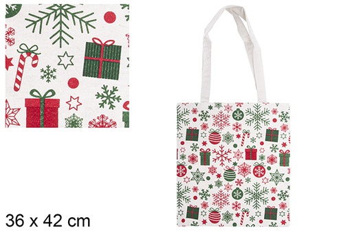 [115513] Sac en tissu de Noël décoré 36x42 cm