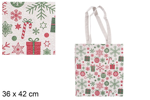 [115514] Bolsa tela Navidad decorada 36x42 cm