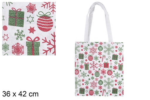 [115515] Sac en tissu de Noël décoré 36x42 cm