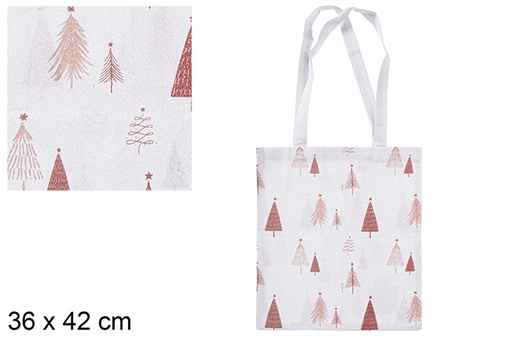 [115517] Sac en tissu de Noël décoré de sapin 36x42 cm