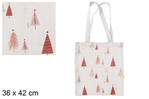 [115520] Sac en tissu de Noël décoré de sapin 36x42 cm