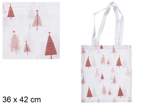 [115521] Sac en tissu de Noël décoré de sapin 36x42 cm