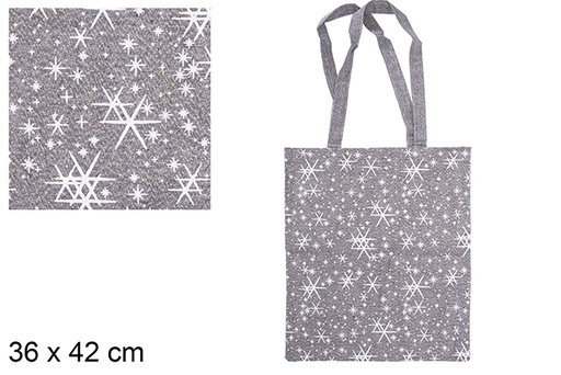 [115536] Nautical/gold Christmas bag decorated star 36x42 cm