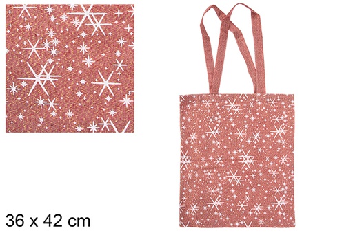 [115545] Bolsa tela Navidad rojo/oro decorada estrella 36x42 cm