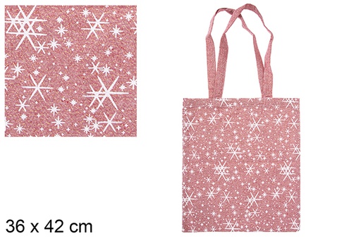 [115547] Bolsa tela Navidad rojo/oro decorado estrella 36x42 cm