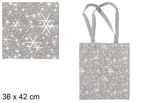 [115588] Bolsa de pano de Natal estrela decorada verde/prata 36x42 cm