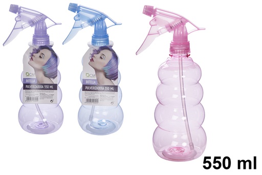 [115645] Plastic bottle with sprayer assorted colors 550 ml
