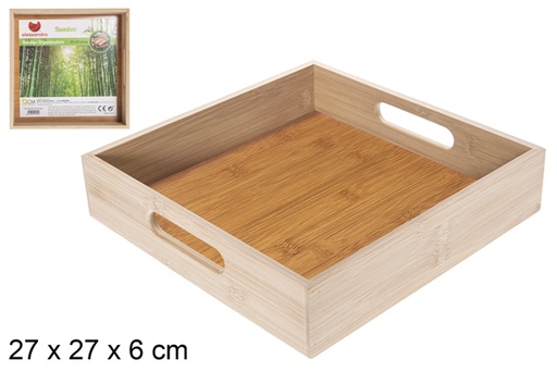 [115668] Bandeja ordenación cuadrada bambú 27 cm