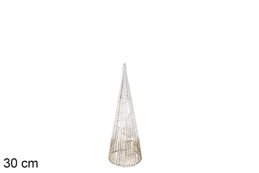 [115755] Cone de luz de Natal dourado e branco 30 cm