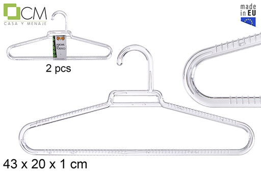 [115757] Pack 2 cabides de plástico transparente extra forte