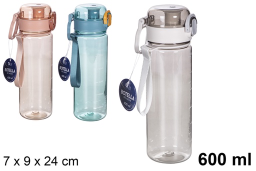 [115761] Bouteille d'eau en plastique couleurs assorties 600 ml