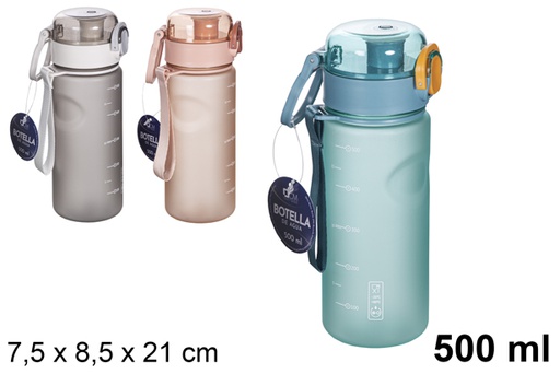 [115762] bouteille d'eau mate 500ml couleurs assorties