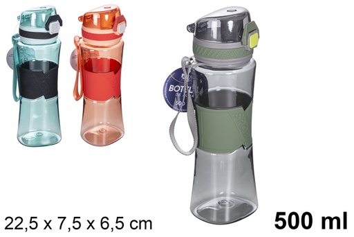 [115763] Borraccia a mano antiscivolo colori assortiti 500 ml