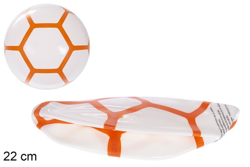 [115774] Balón deshinchado decorado hexagonal naranja 22 cm