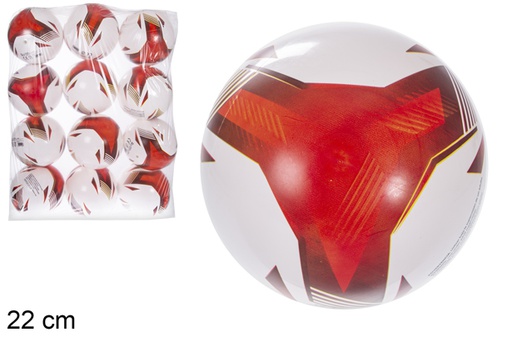 [115779] Boule en plastique décorée triangle rouge 22 cm