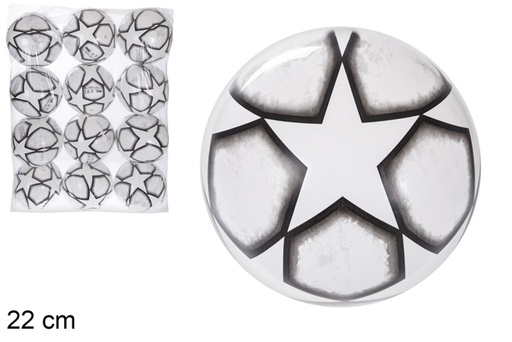[115781] White star-decorated plastic ball 22 cm