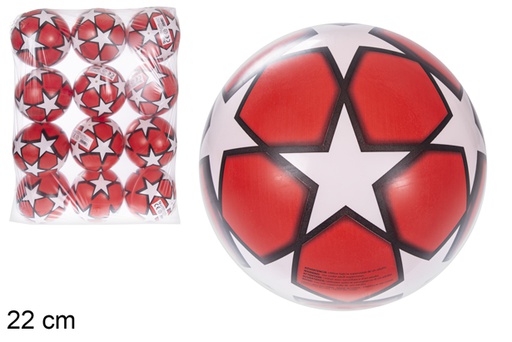 [115782] Balón plástico decorado estrella rojo 22 cm