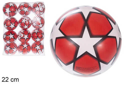 [115782] Ballon gonflé rouge décoré d'étoile 22 cm 