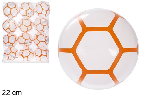 [115785] Ballon gonflé décoré hexagone orange 22 cm