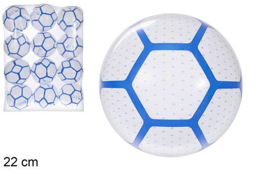 [115786] Ballon gonflé décoré hexagone bleu 22 cm