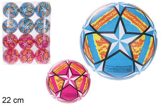 [115788] Ballon gonflé multicolore décoré d'étoiles 22 cm