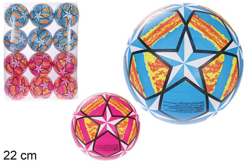 [115788] Bola de plástico multicolorido decorada com estrelas 22 cm