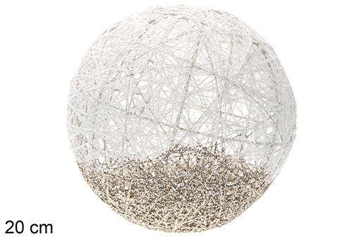 [115803] Gold&amp;white glitter Christmas decoration ball 20 cm