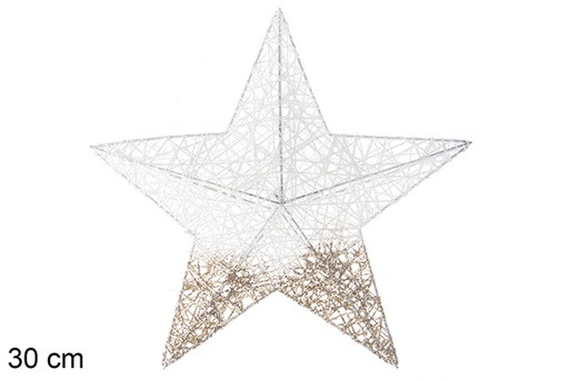 [115810] Estrela decorativa de Natal glitter dourado e branco 30 cm