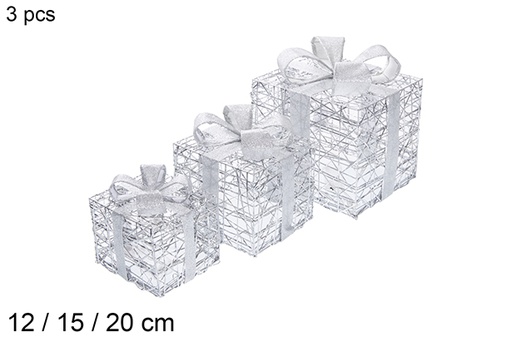 [115817] Pack 3 light boxes with silver glitter bow