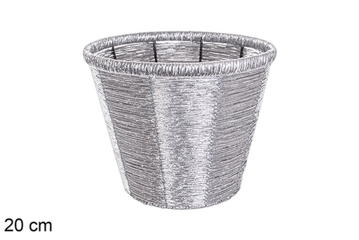 [115820] Round shiny silver planter20 cm