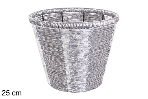 [115824] Round shiny silver planter 25 cm